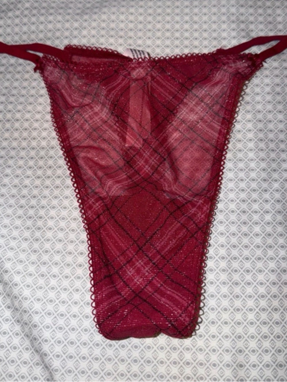Victoria's Secret Sheer Burgundy Lace Thong